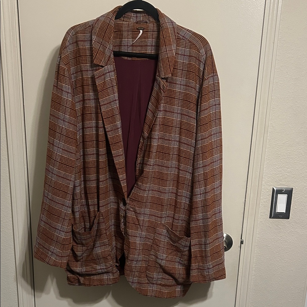 Free People Plaid Blazer